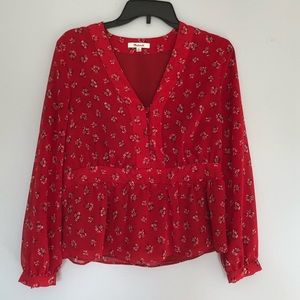 Madewell red floral blouse